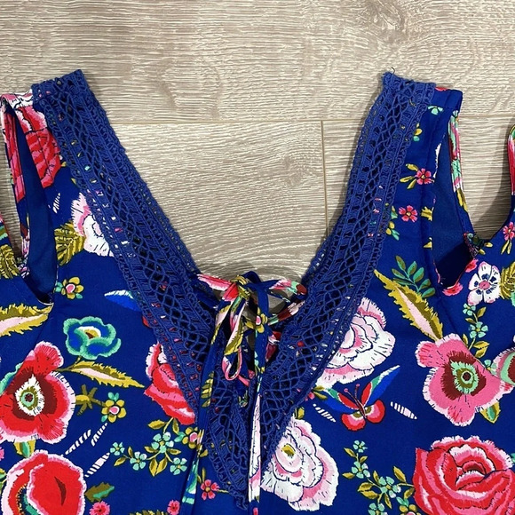 NWOT Jodi Kristopher Blue Floral Cold Shoulder Shift Dress M - Picture 11 of 15